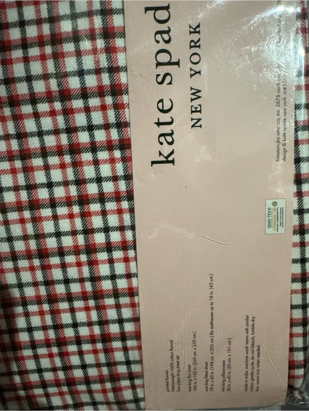 kate spade Red, Black & White Plaid Bedding Sheet Set